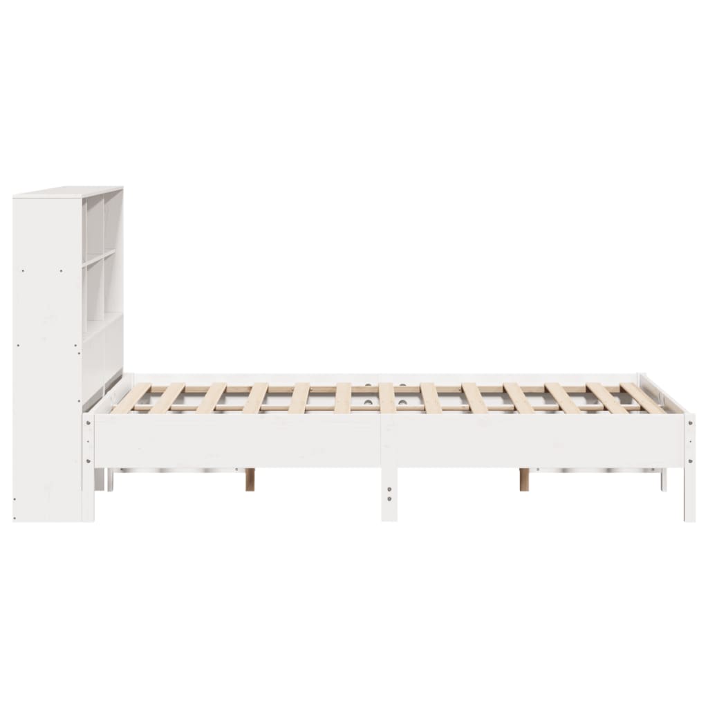 Lit en bois massif avec étagère sans matelas pin blanc 120x190 cm