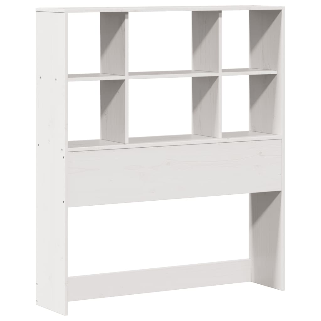 Lit en bois massif avec étagère sans matelas pin blanc 90x190 cm