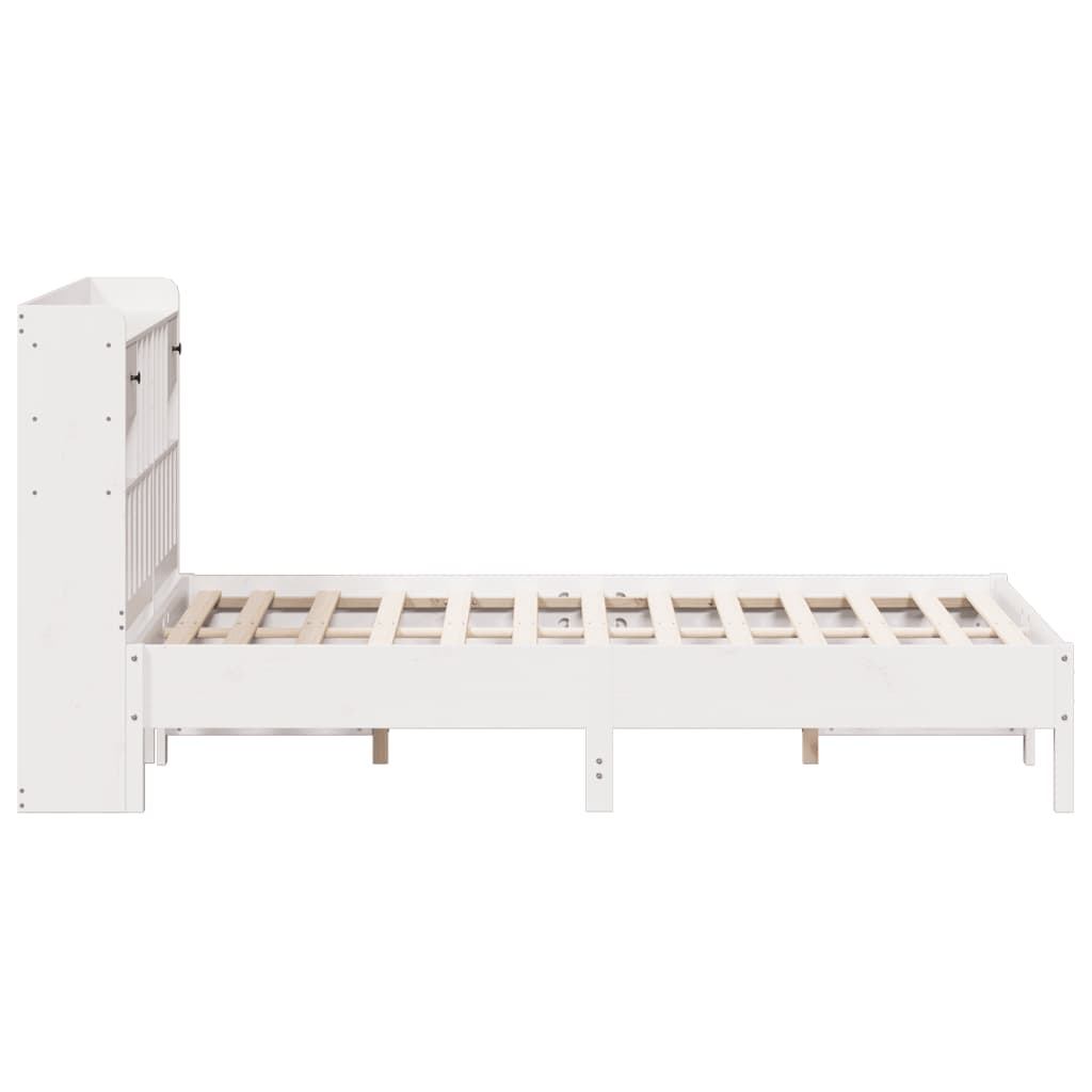 Lit en bois massif avec étagère sans matelas blanc 160x200 cm pin