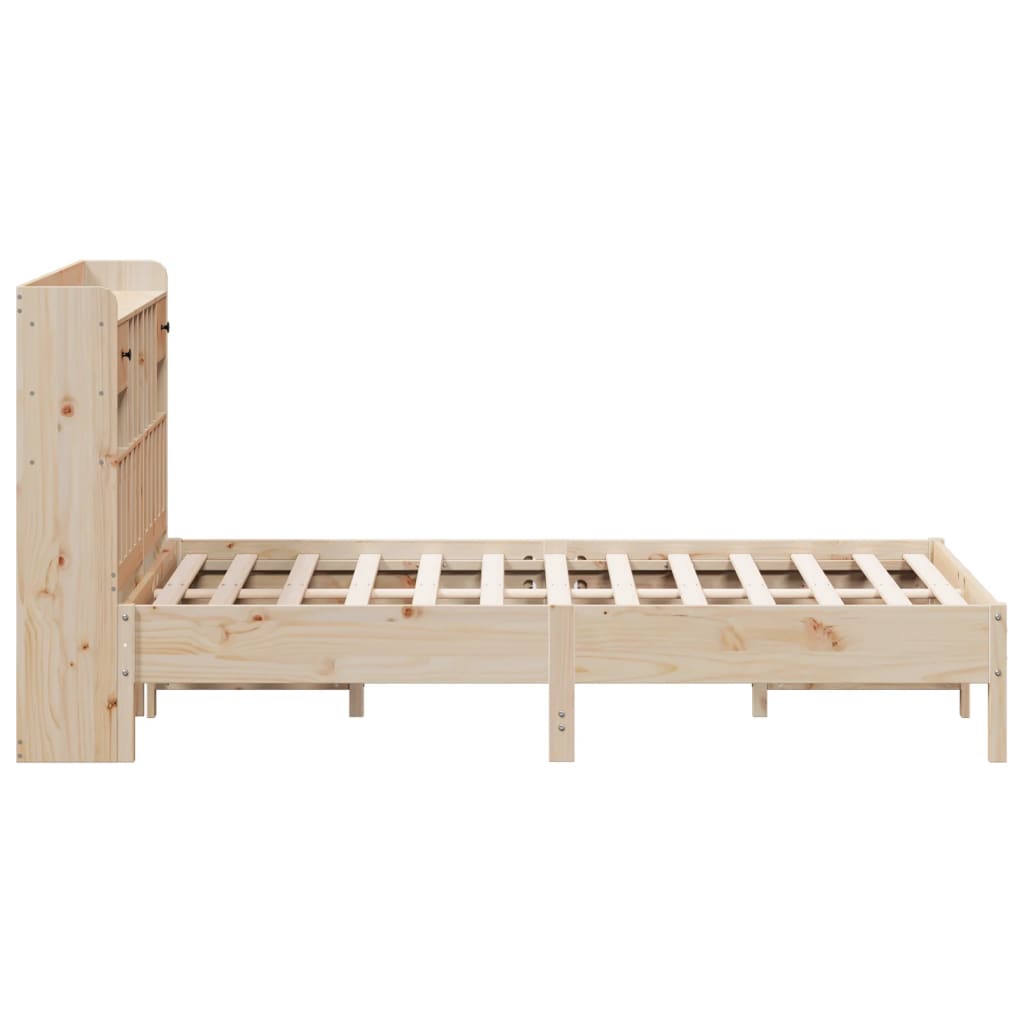 Solid wood bed with shelf without mattress 150x200 cm pine
