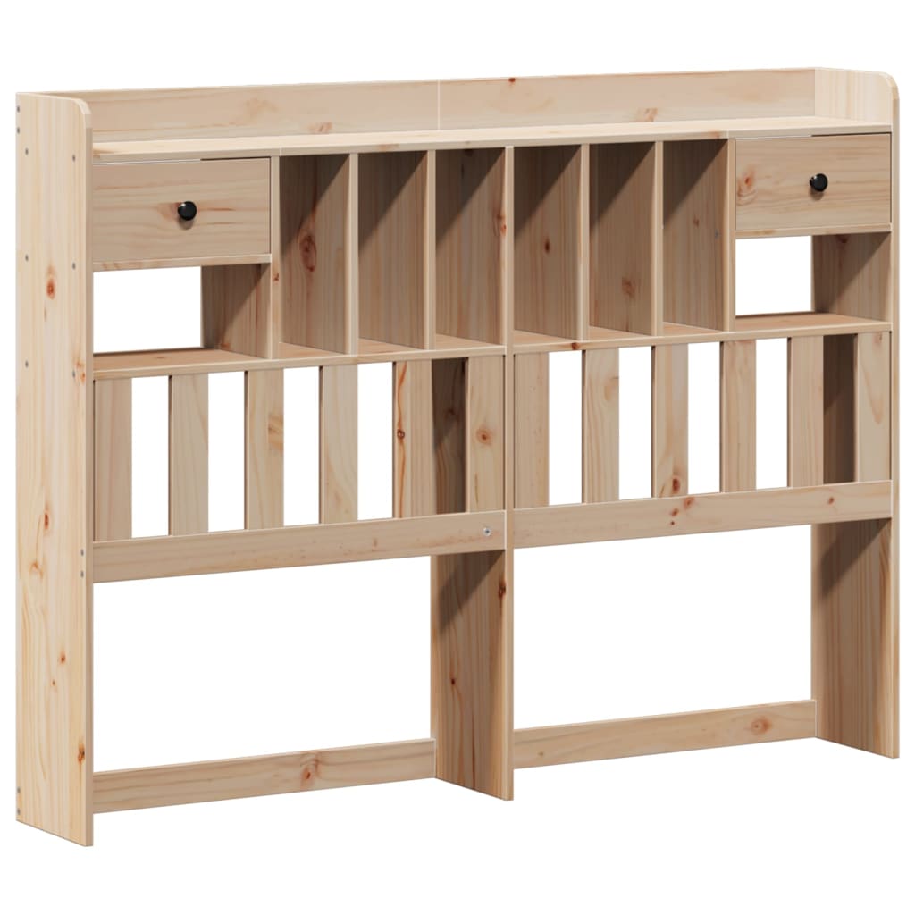 Solid wood bed with shelf without mattress 150x200 cm pine
