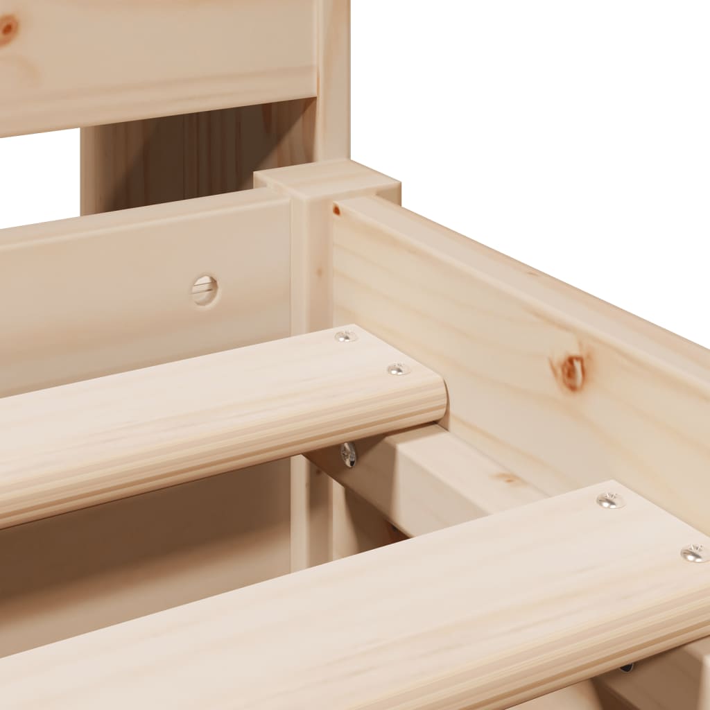 Solid wood bed with shelf without mattress 150x200 cm pine
