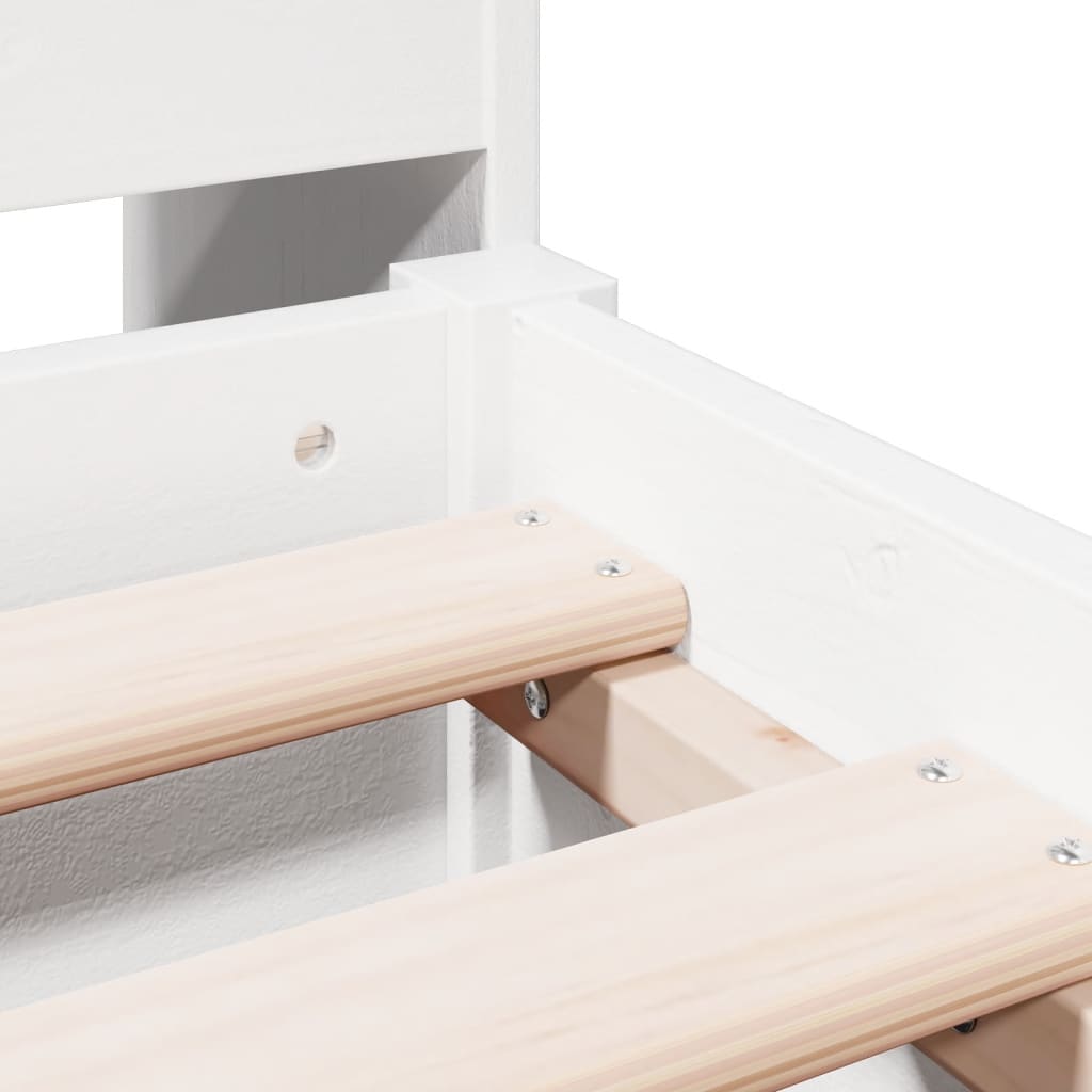Solid wood bed with shelf without mattress white 150x200 cm pine