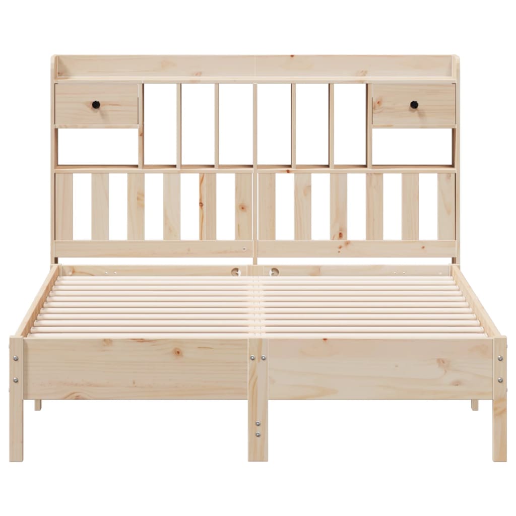 Lit en bois massif avec étagère sans matelas 140x200 cm pin