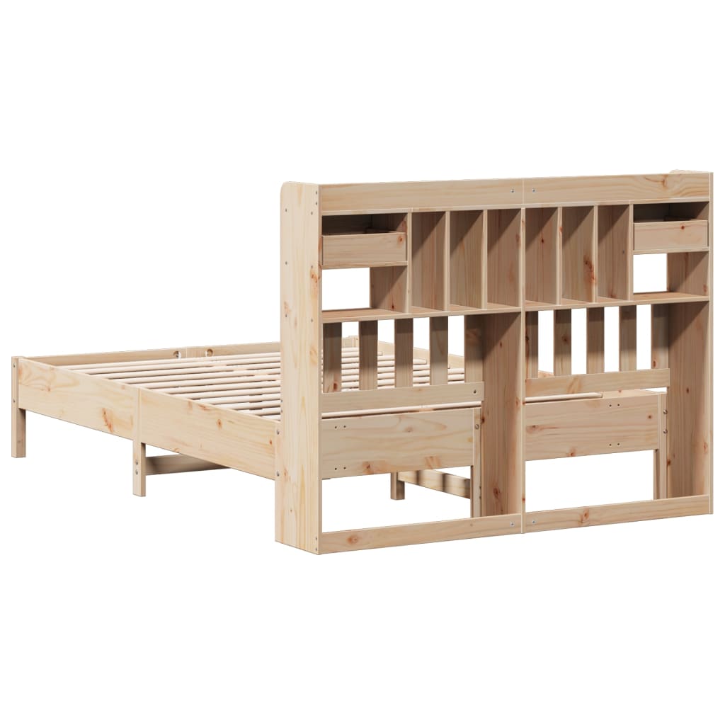 Lit en bois massif avec étagère sans matelas 140x200 cm pin