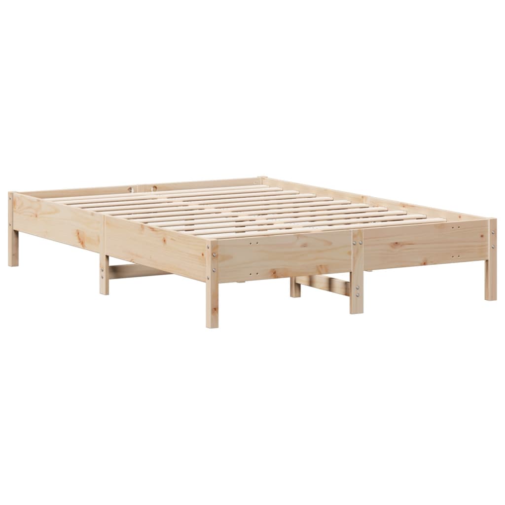 Lit en bois massif avec étagère sans matelas 140x200 cm pin