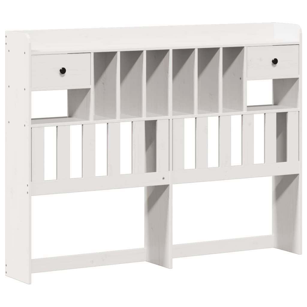 Lit en bois massif avec étagère sans matelas blanc 140x190 cm pin