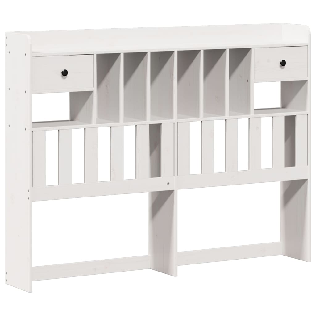 Lit en bois massif avec étagère sans matelas blanc 135x190 cm pin