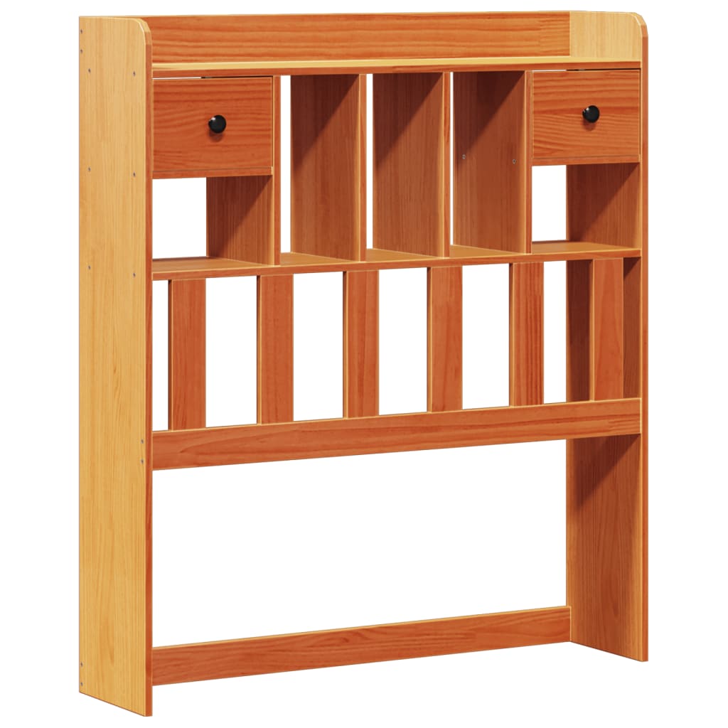 Lit en bois massif avec étagère sans matelas ciré marron 75x190 cm