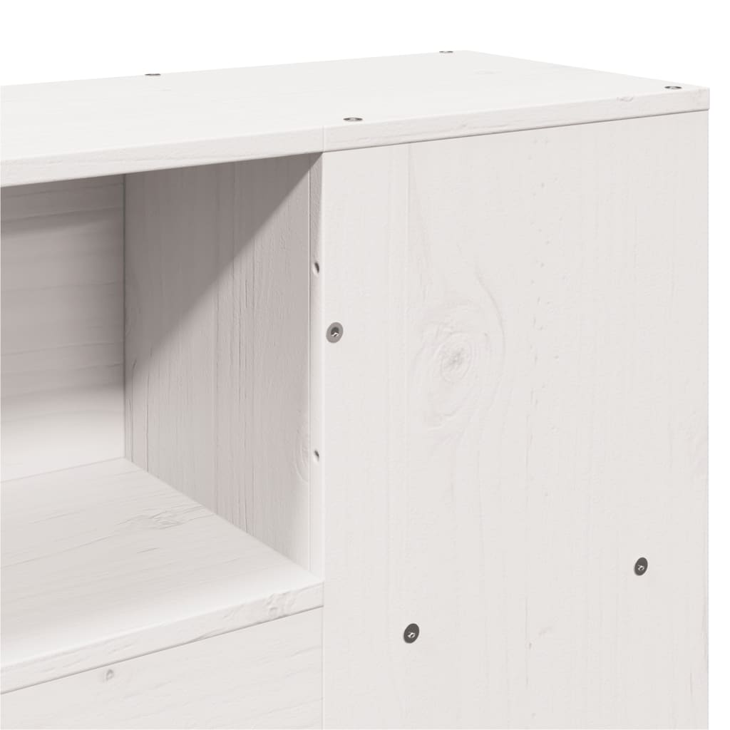 Lit en bois massif avec étagère sans matelas blanc 150x200 cm pin