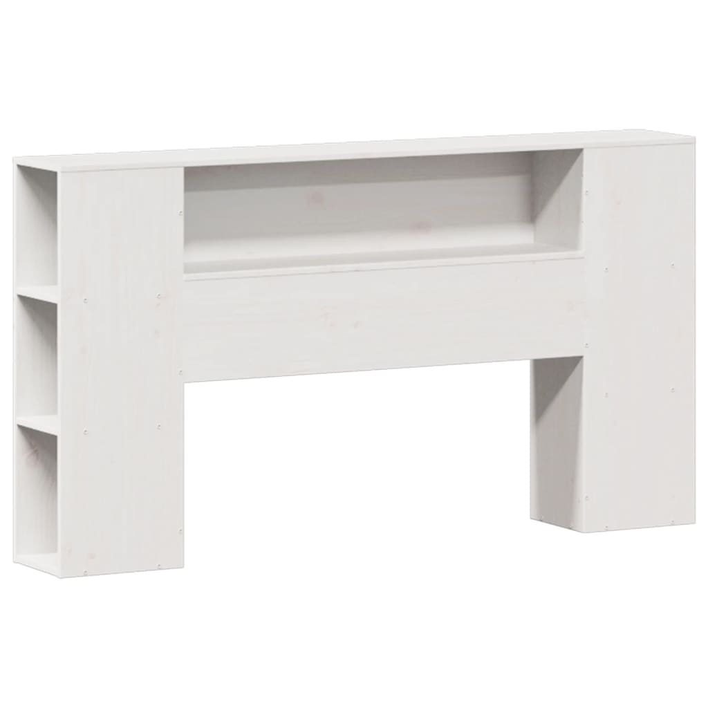 Lit en bois massif avec étagère sans matelas blanc 140x190 cm pin