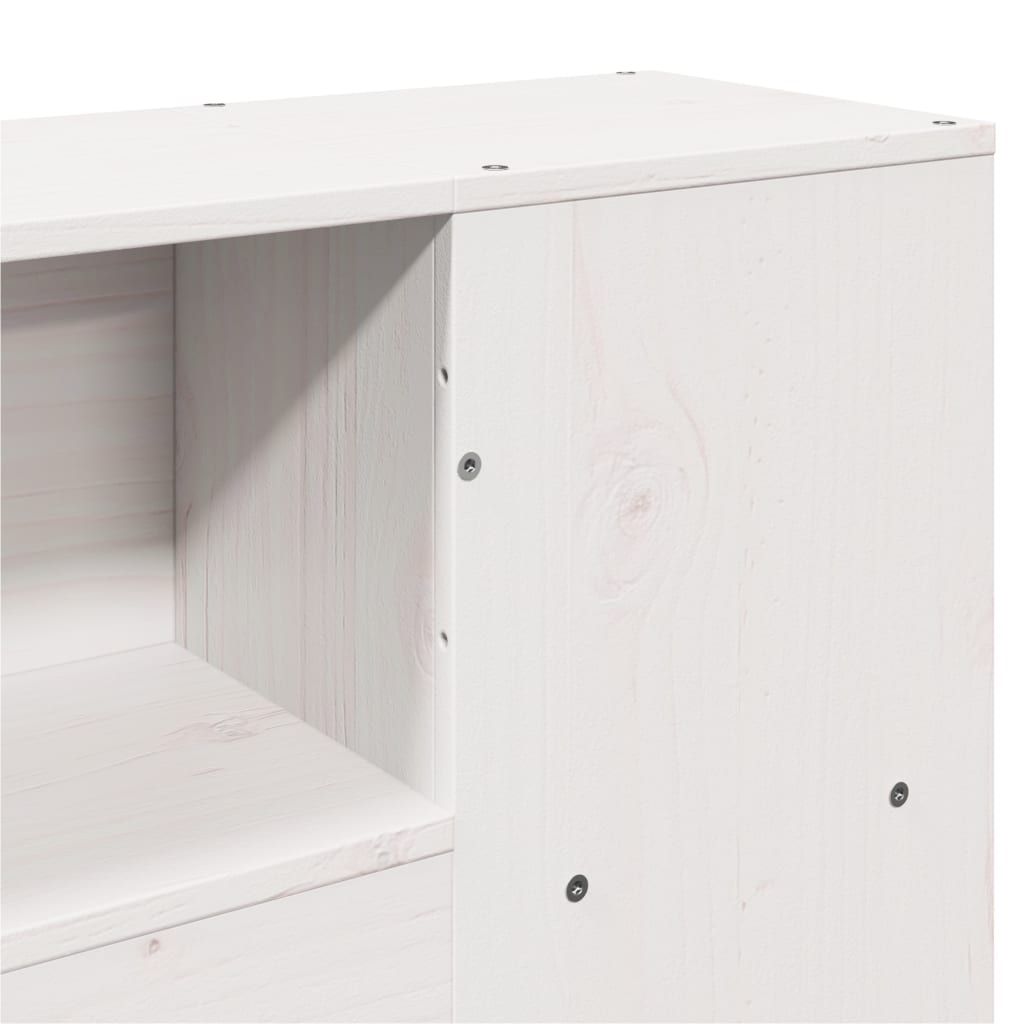 Lit en bois massif avec étagère sans matelas blanc 140x190 cm pin