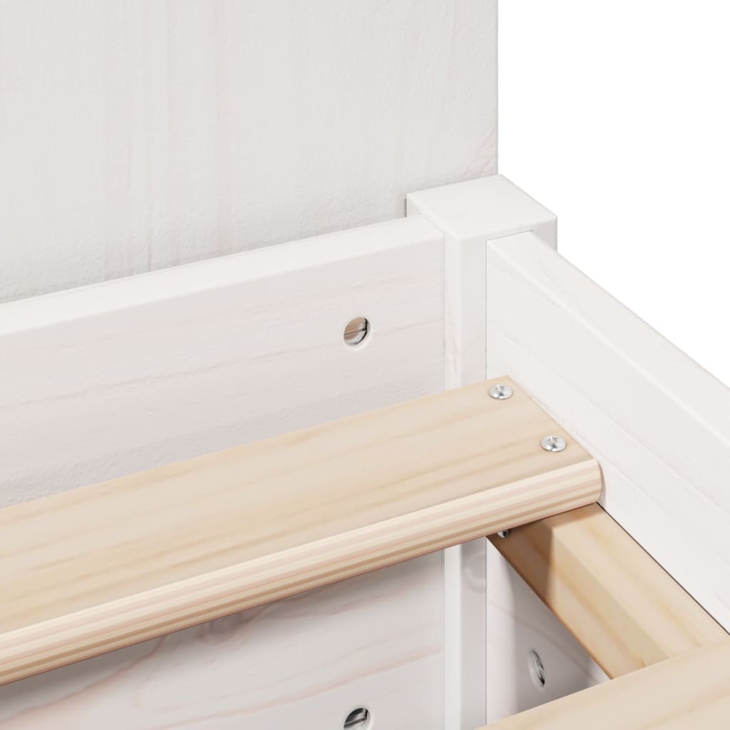 Lit en bois massif avec étagère sans matelas blanc 140x190 cm pin