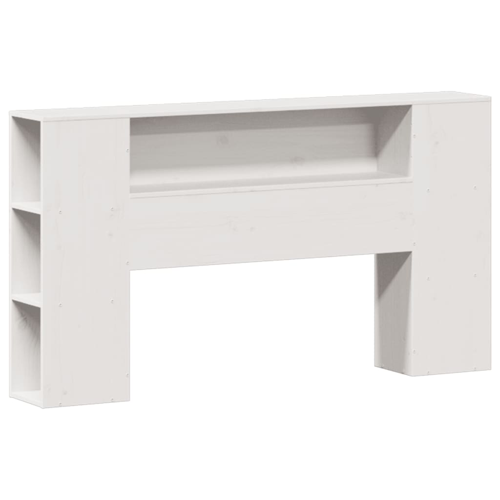 Lit en bois massif avec étagère sans matelas pin blanc 120x190 cm