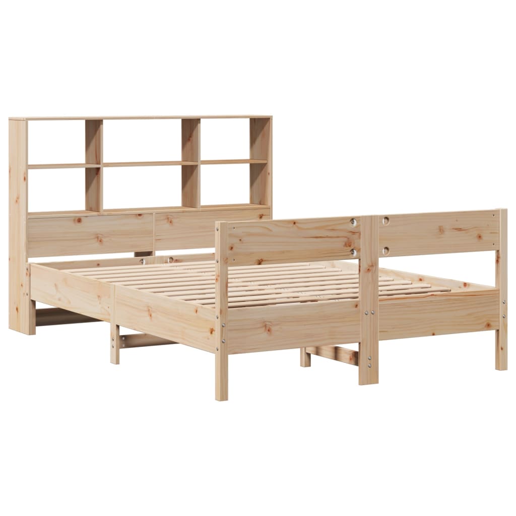 Solid wood bed with shelf without mattress 150x200 cm pine