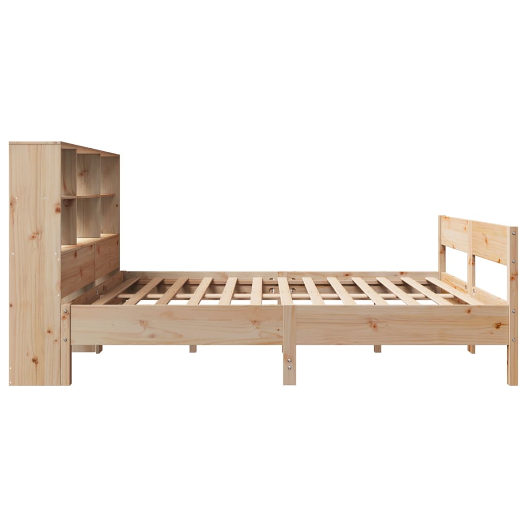 Solid wood bed with shelf without mattress 150x200 cm pine
