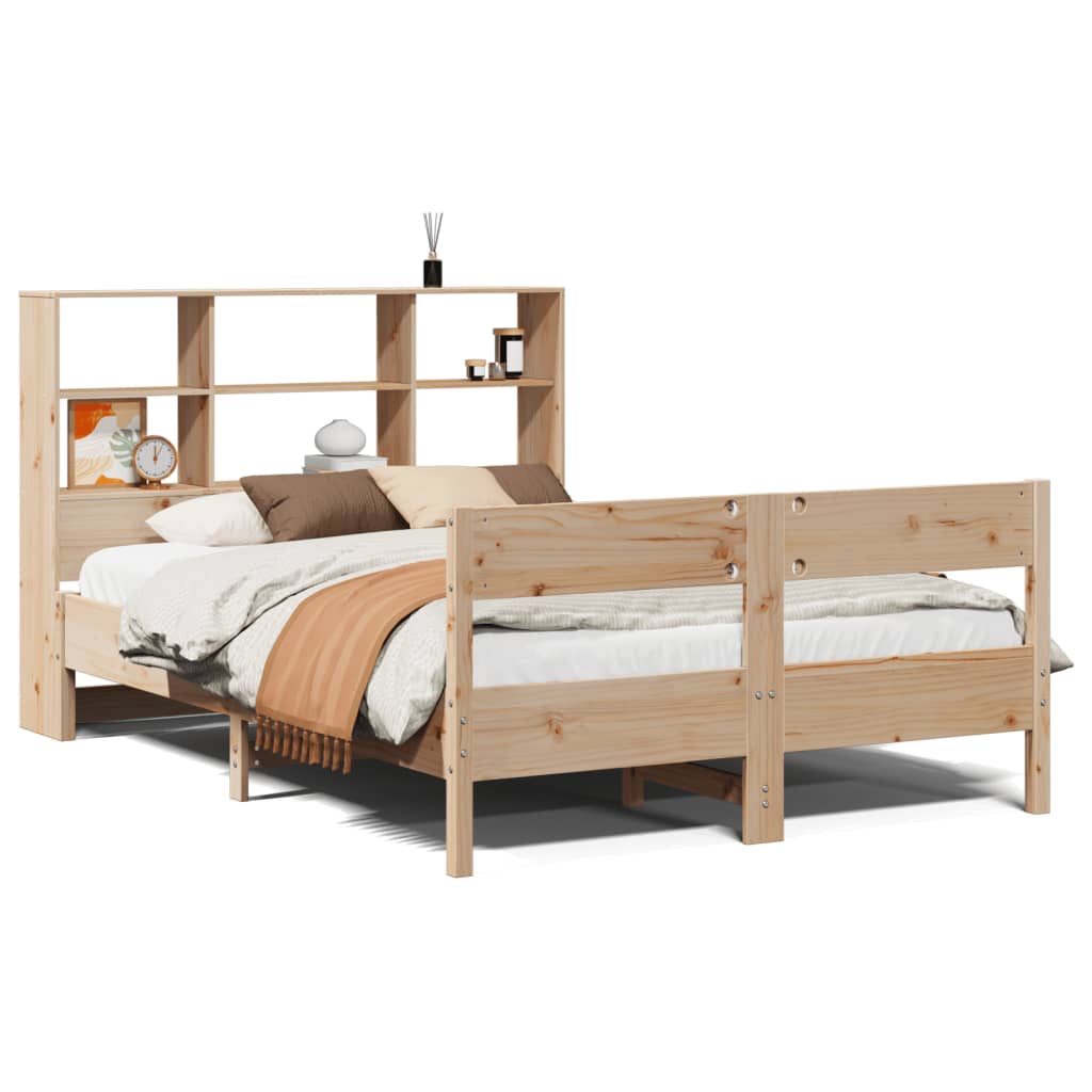 Lit en bois massif avec étagère sans matelas 140x200 cm pin