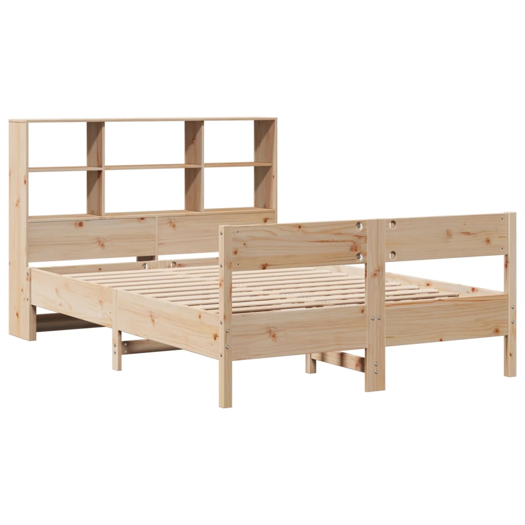 Lit en bois massif avec étagère sans matelas 140x200 cm pin