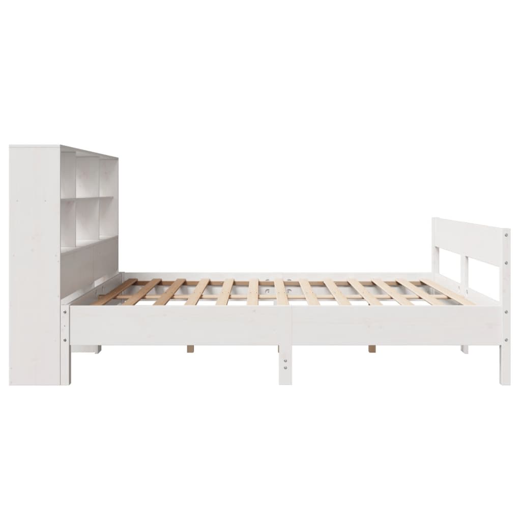 Lit en bois massif avec étagère sans matelas blanc 140x200 cm pin