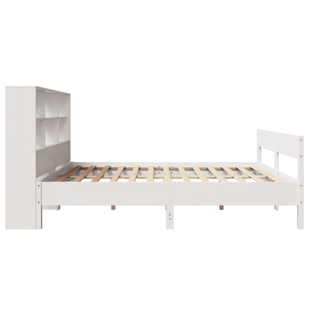 Lit en bois massif avec étagère sans matelas pin blanc 120x200 cm