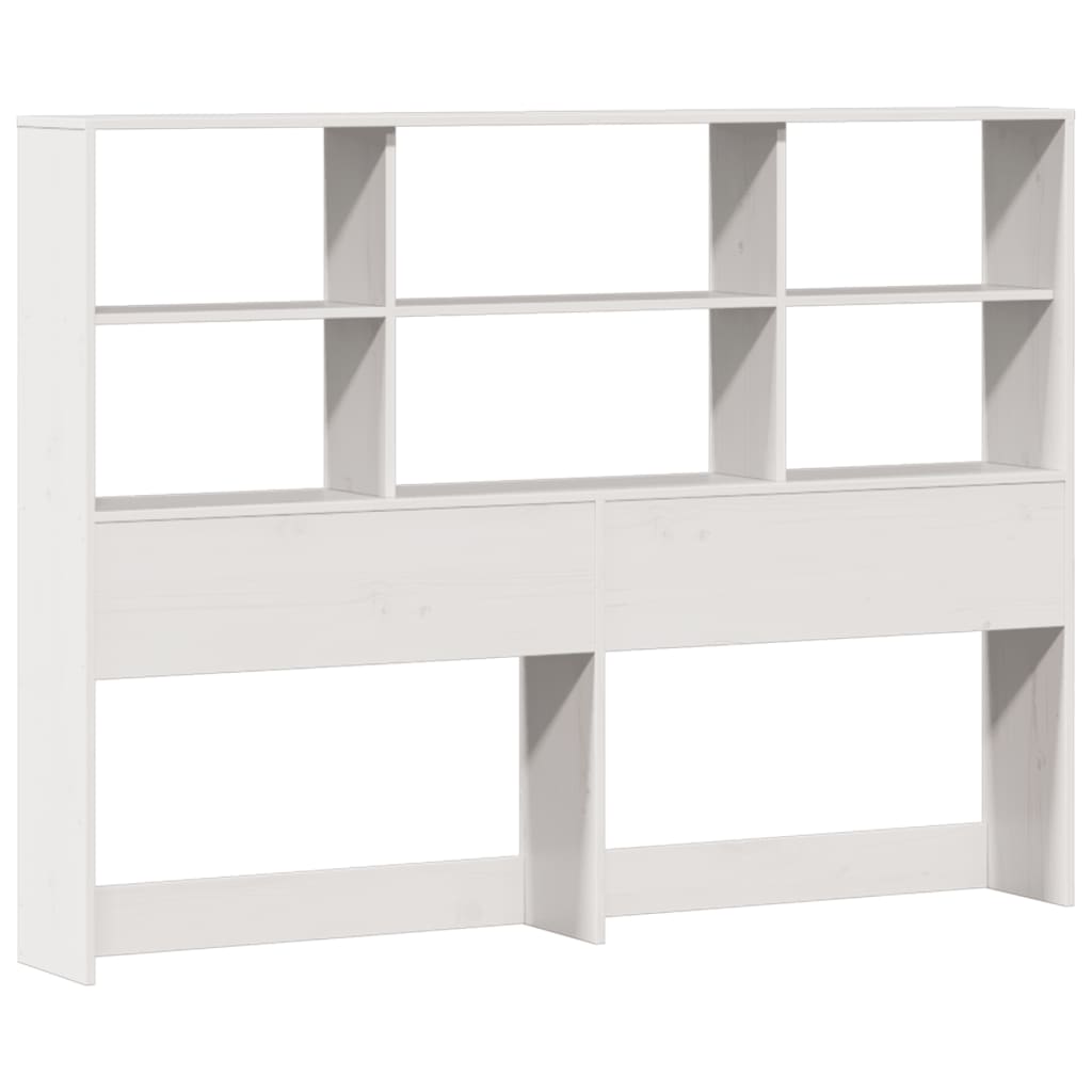 Lit en bois massif avec étagère sans matelas blanc 140x190 cm pin