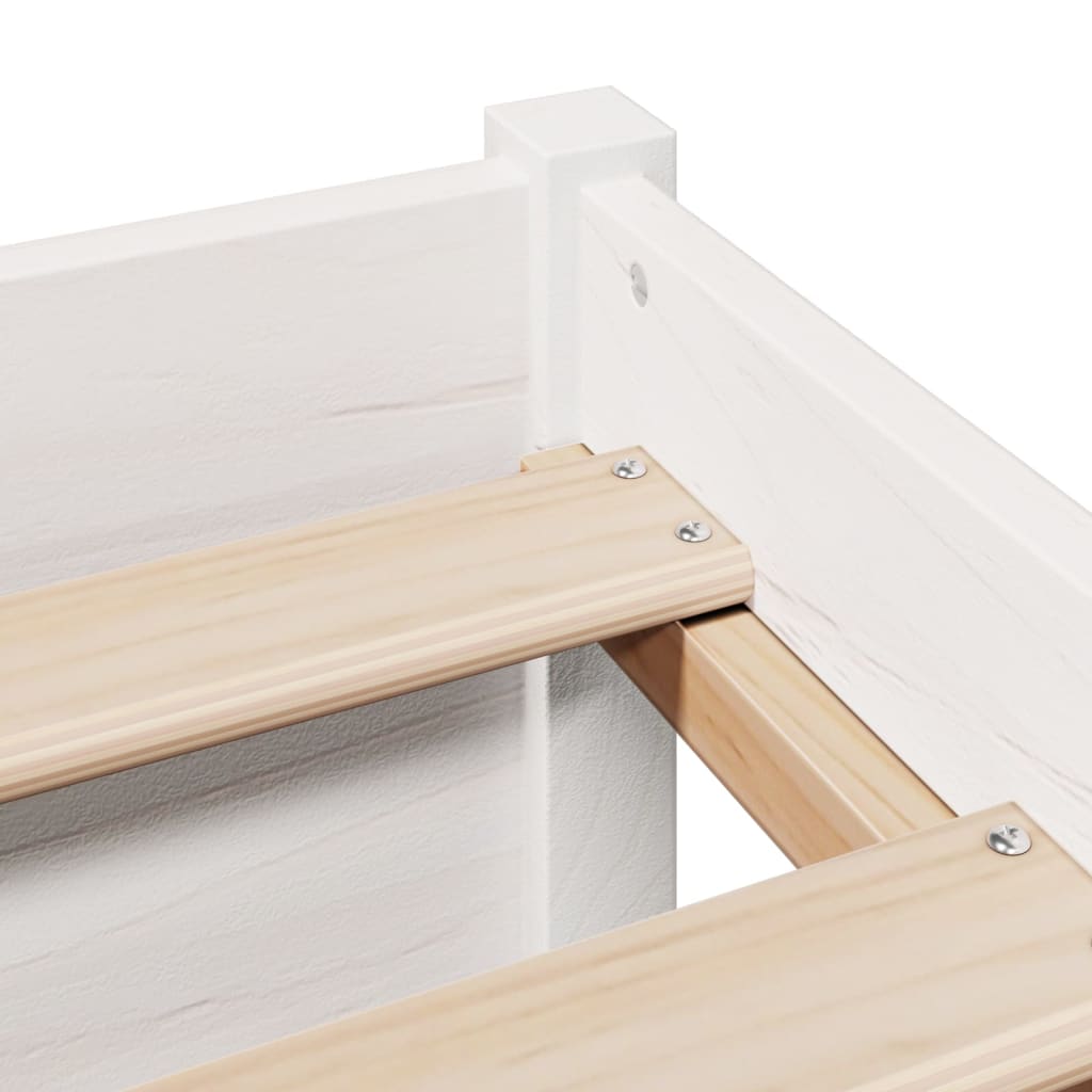 Lit en bois massif avec étagère sans matelas pin blanc 90x190 cm