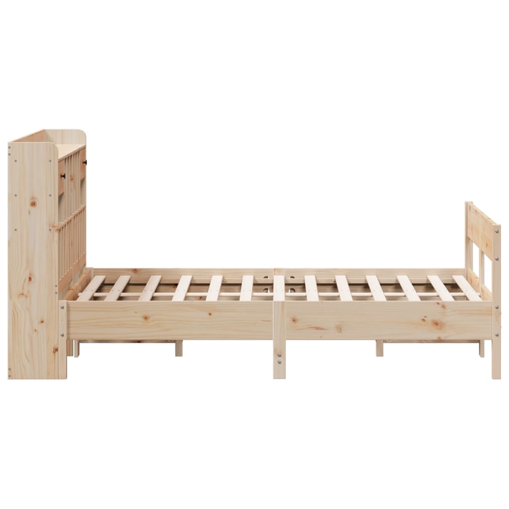 Solid wood bed with shelf without mattress 150x200 cm pine