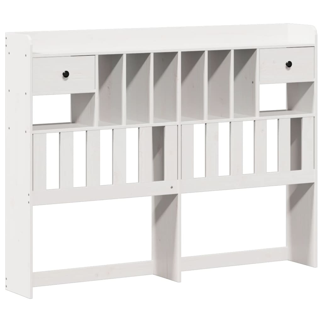 Solid wood bed with shelf without mattress white 150x200 cm pine