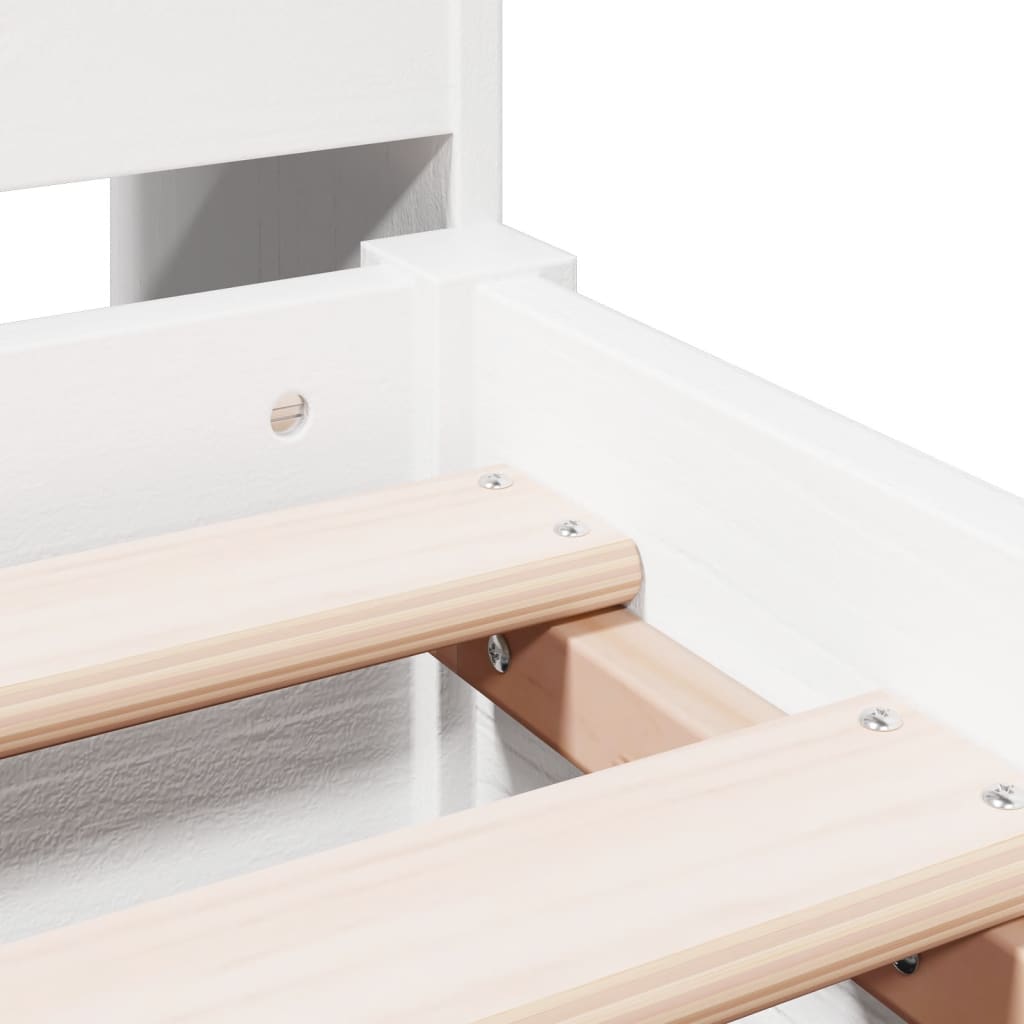 Solid wood bed with shelf without mattress white 150x200 cm pine