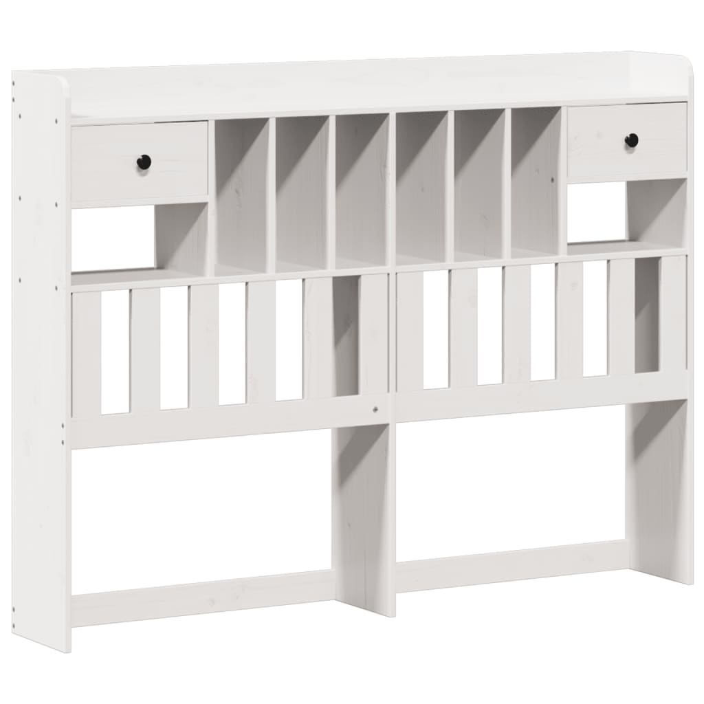 Lit en bois massif avec étagère sans matelas blanc 140x190 cm pin