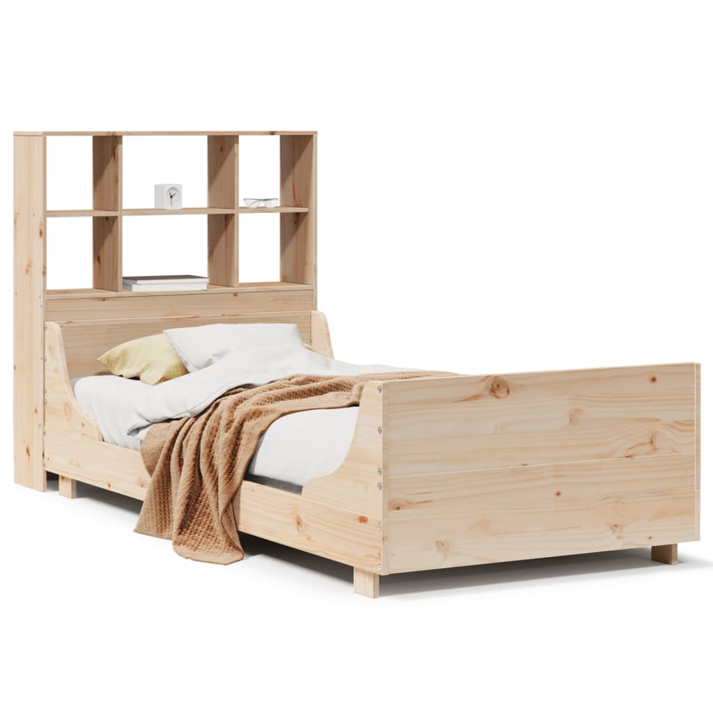 Massivholzbett mit Regal ohne Matratze 90x200 cm Massivholz