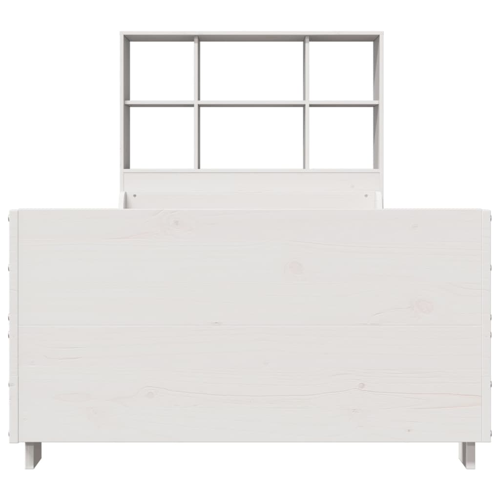 Massivholzbett mit Regal ohne Matratze Weiß 90x200 cm