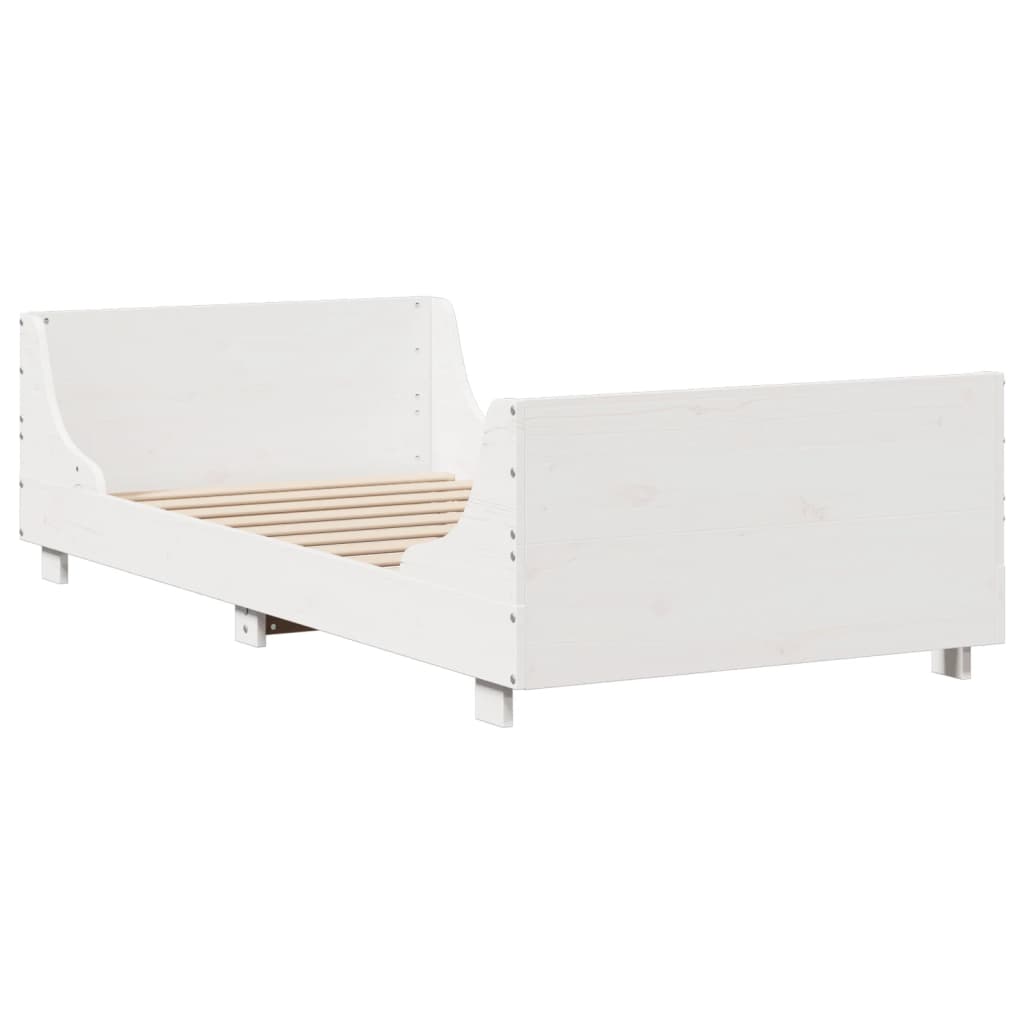 Massivholzbett mit Regal ohne Matratze Weiß 90x200 cm