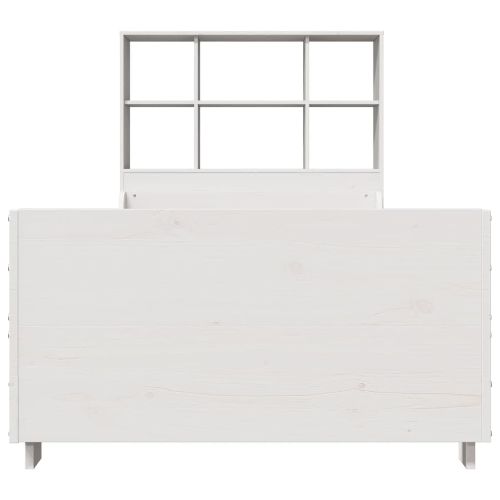 Massivholzbett mit Regal ohne Matratze Weiß 90x190 cm