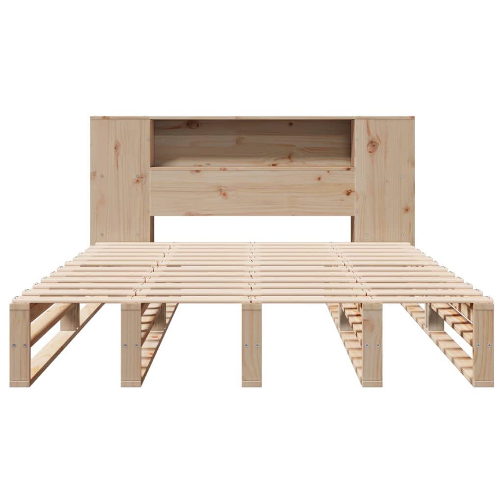 Lit en bois massif avec étagère sans matelas 120x190 cm en bois massif