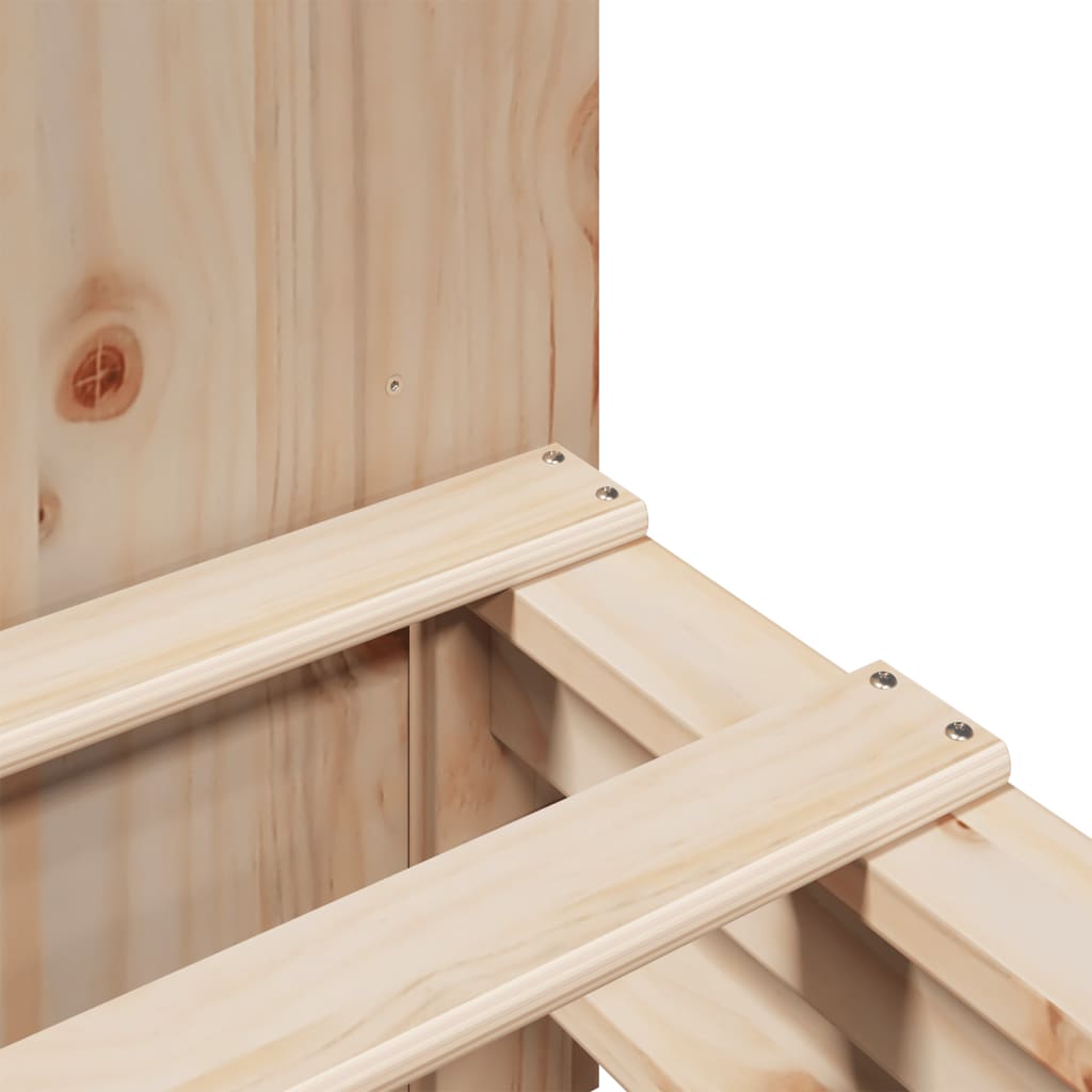 Lit en bois massif avec étagère sans matelas 120x190 cm en bois massif