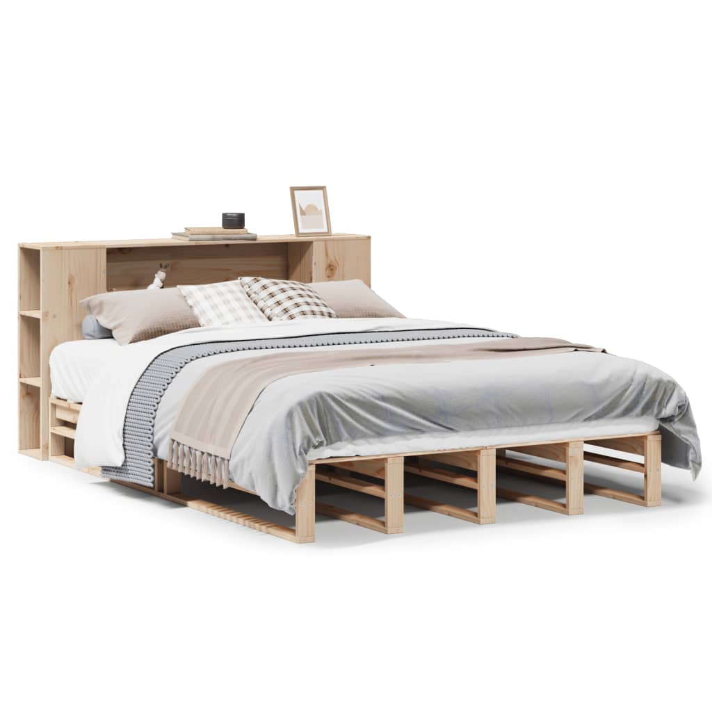 Massivholzbett mit Regal ohne Matratze 140x190 cm Massivholz