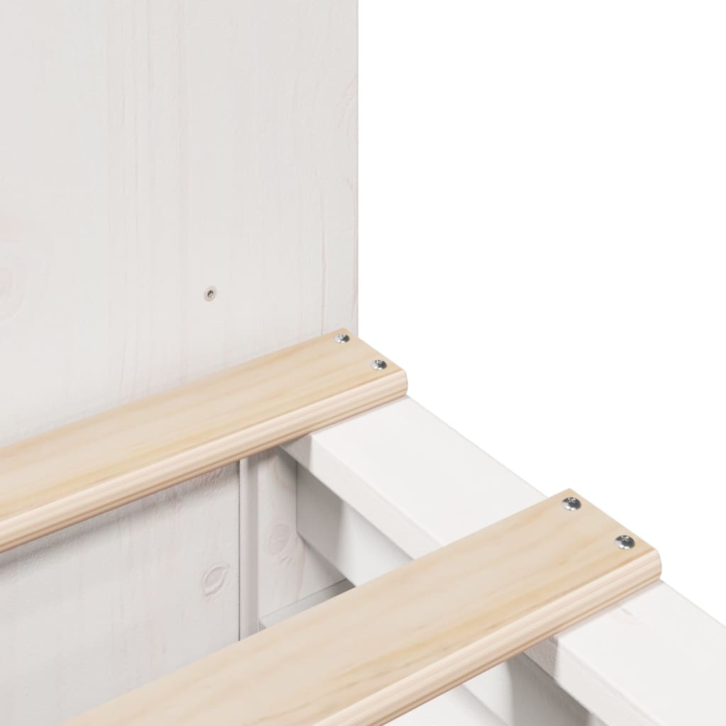 Lit en bois massif avec étagère sans matelas blanc 140x190 cm