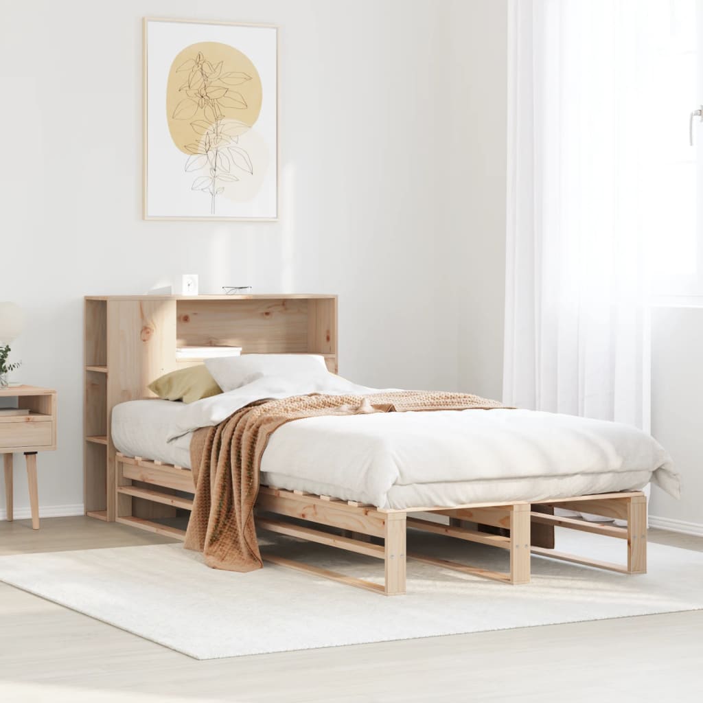 Massivholzbett mit Regal ohne Matratze 90x200 cm Massivholz