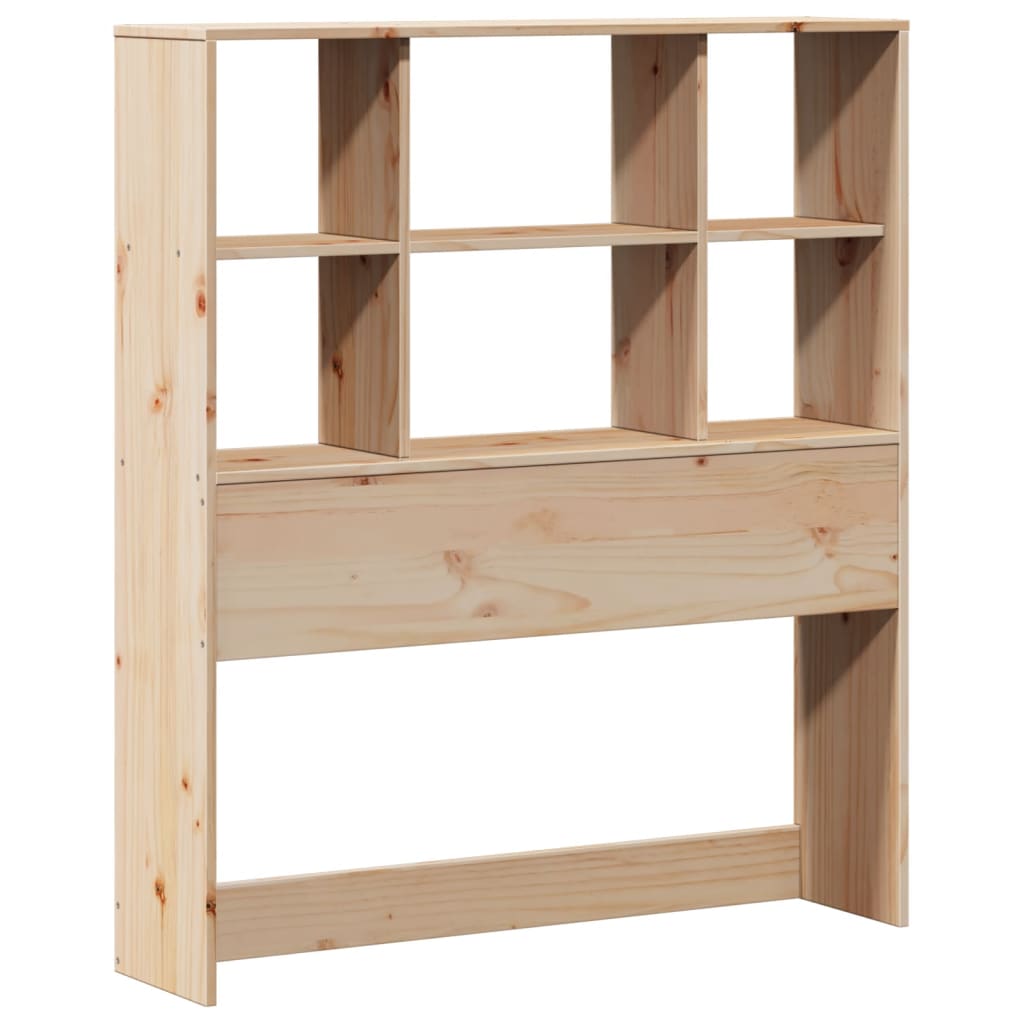 Lit en bois massif avec étagère sans matelas 90x200 cm en bois massif