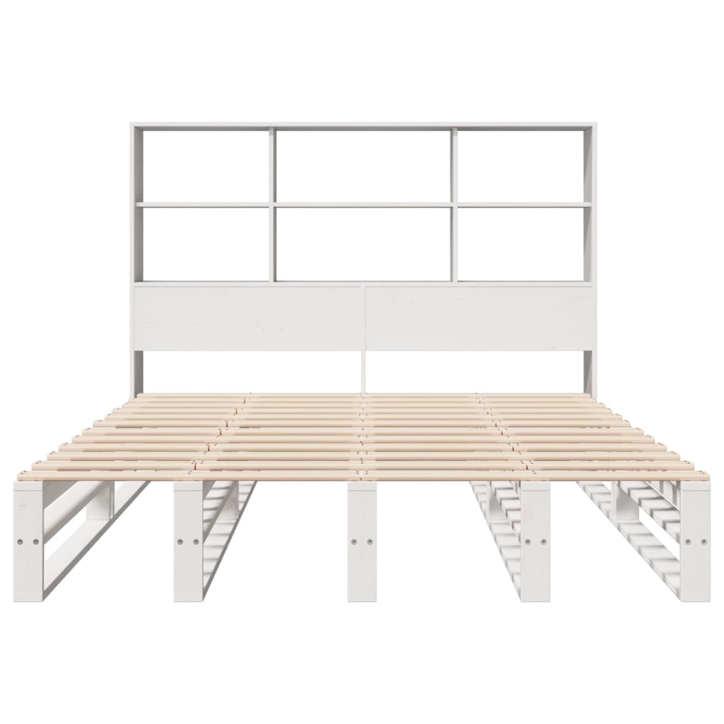 Lit en bois massif avec étagère sans matelas blanc 120x200 cm