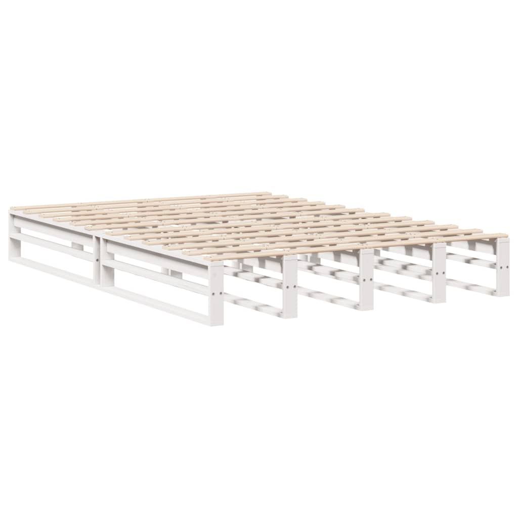 Lit en bois massif avec étagère sans matelas blanc 120x200 cm