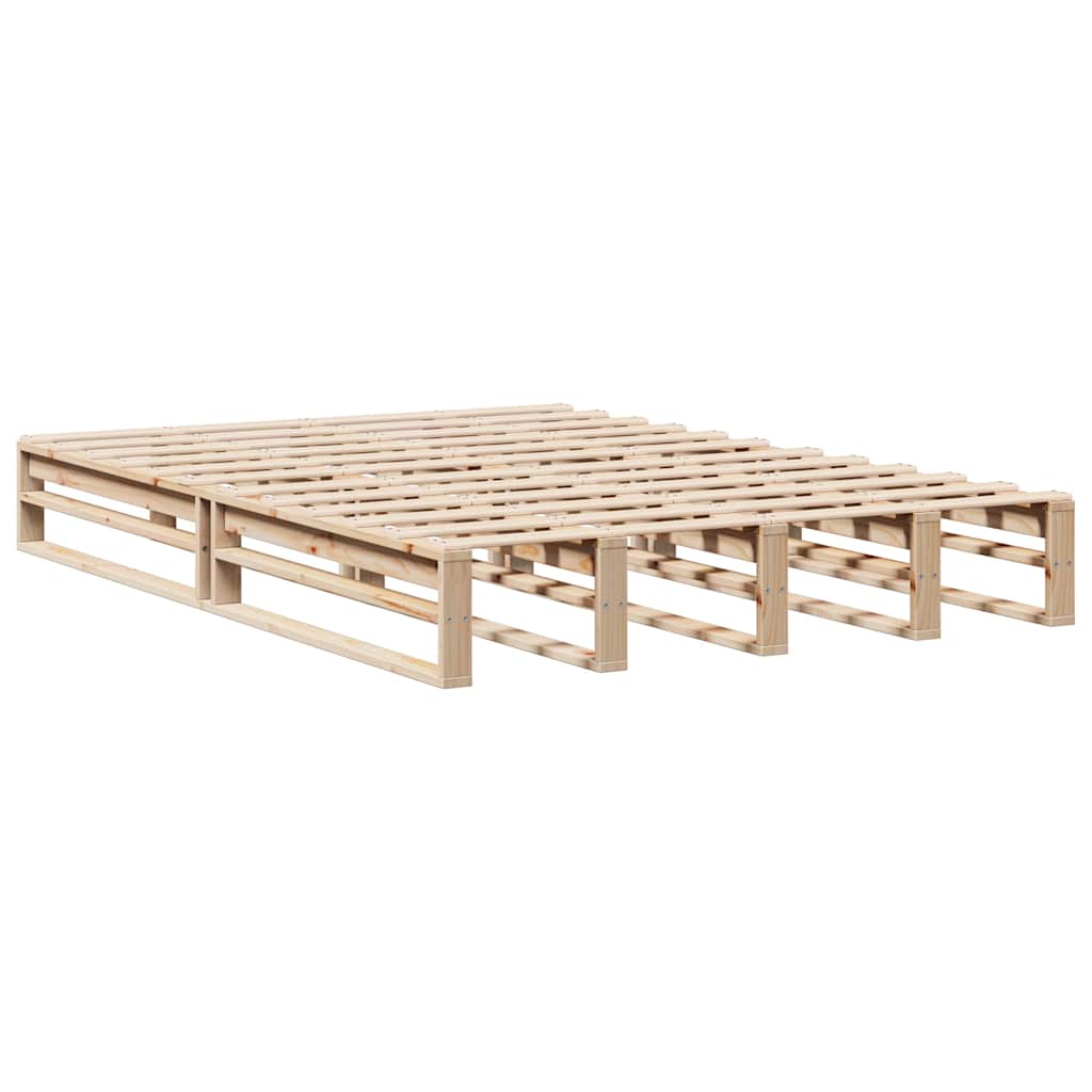 Lit en bois massif avec étagère sans matelas 140x200 cm