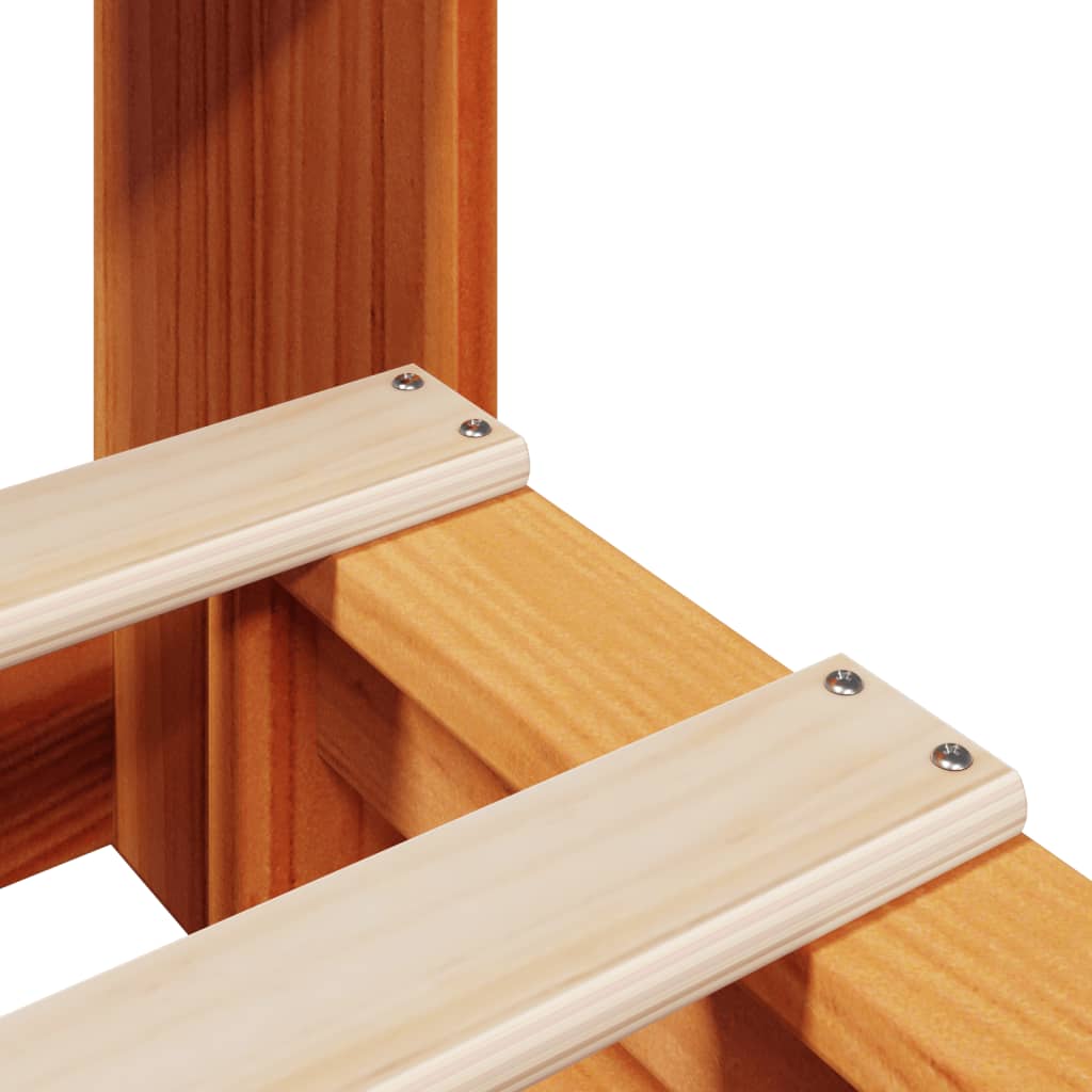 Massivholzbett mit Regal ohne Matratze Wachsbraun 75x190 cm