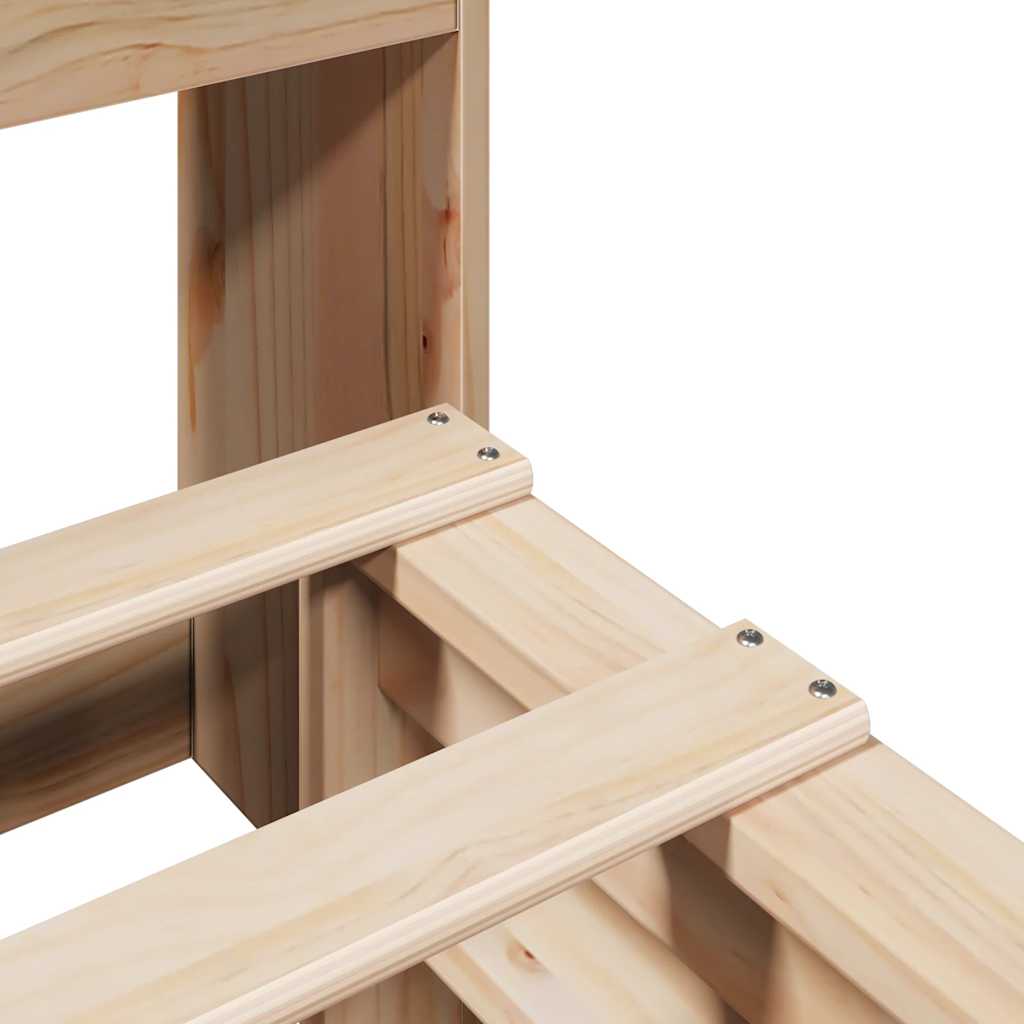 Lit en bois massif avec étagère sans matelas 140x190 cm en bois massif