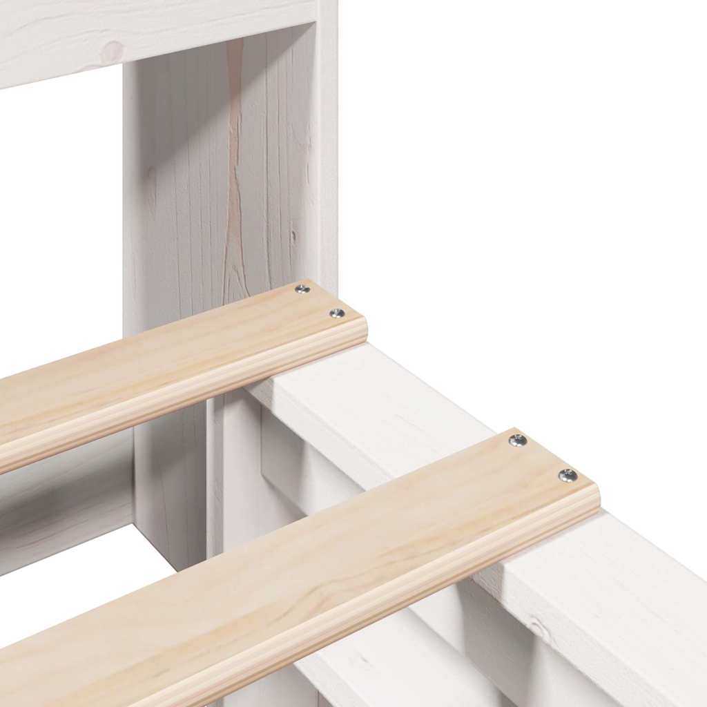 Lit en bois massif avec étagère sans matelas blanc 140x190 cm