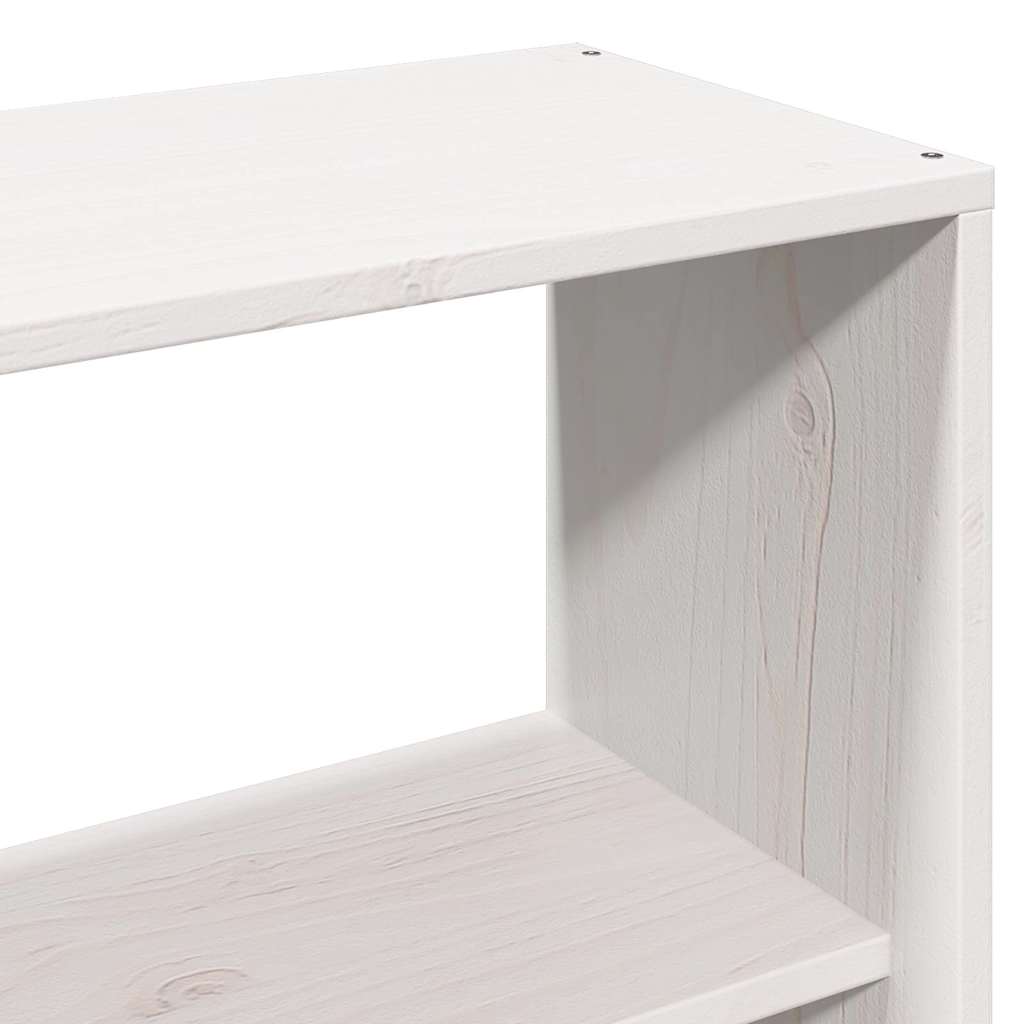 Lit en bois massif avec étagère sans matelas blanc 140x190 cm