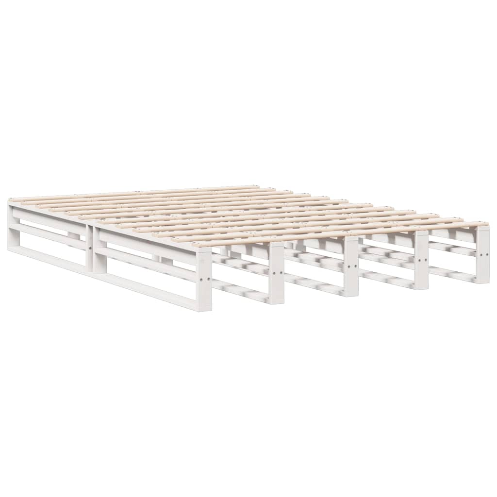 Lit en bois massif avec étagère sans matelas blanc 140x200 cm pin