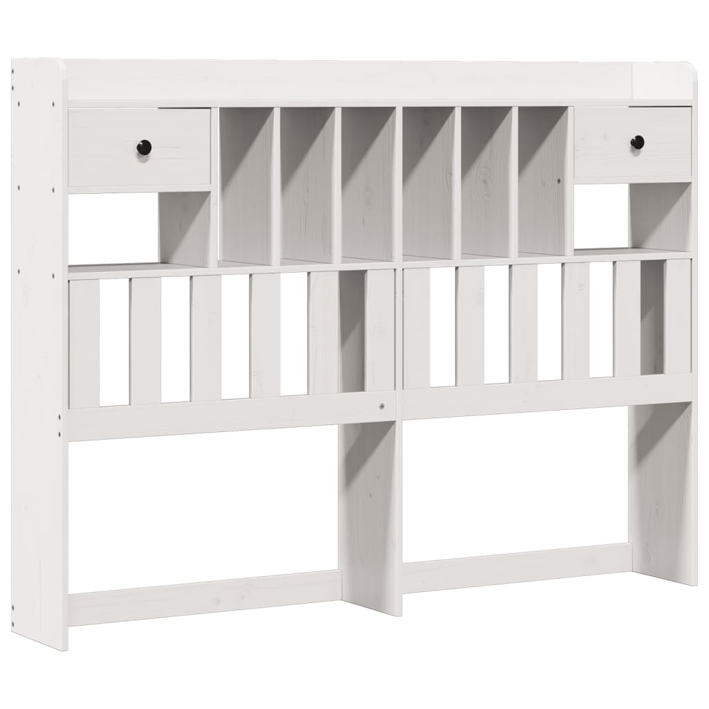 Lit en bois massif avec étagère sans matelas blanc 150x200 cm pin