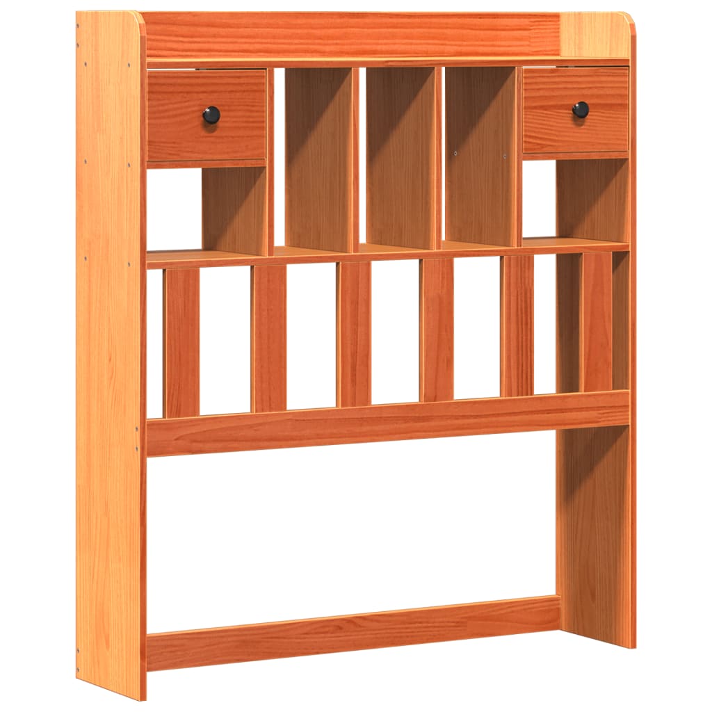Lit en bois massif avec étagère sans matelas ciré marron 75x190 cm